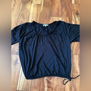 Trina Turk Black Ruched Tie Front Blouse